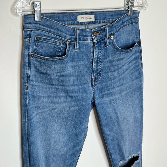 Madewell Women's 9" High Rise Skinny Jean Size 29 Blue Raw Hem Distressed Denim - Picture 3 of 13
